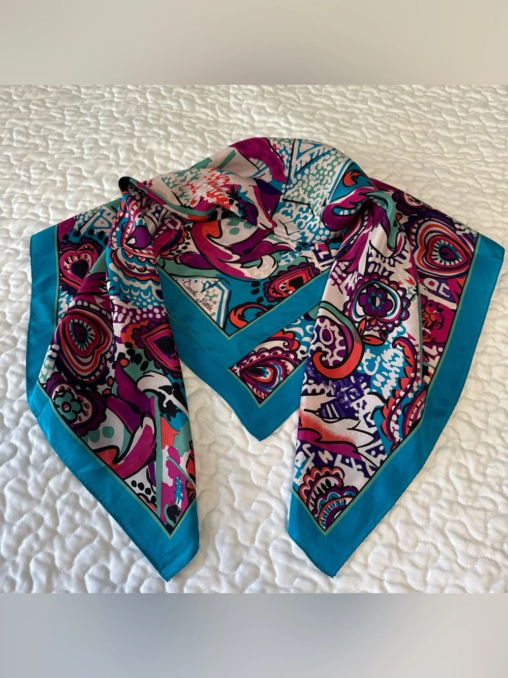 VTG Carole Little Silk Square Scarf 30